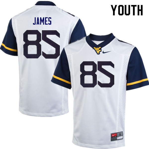 NCAA Youth Sam James West Virginia Mountaineers White #85 Nike Stitched Football College Authentic Jersey DZ23I70WJ